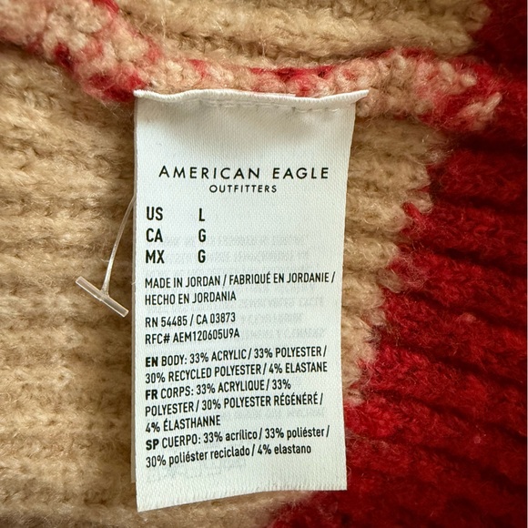 American Eagle Outfitters Red and Tan Striped Cardigan - Picture 3 of 4